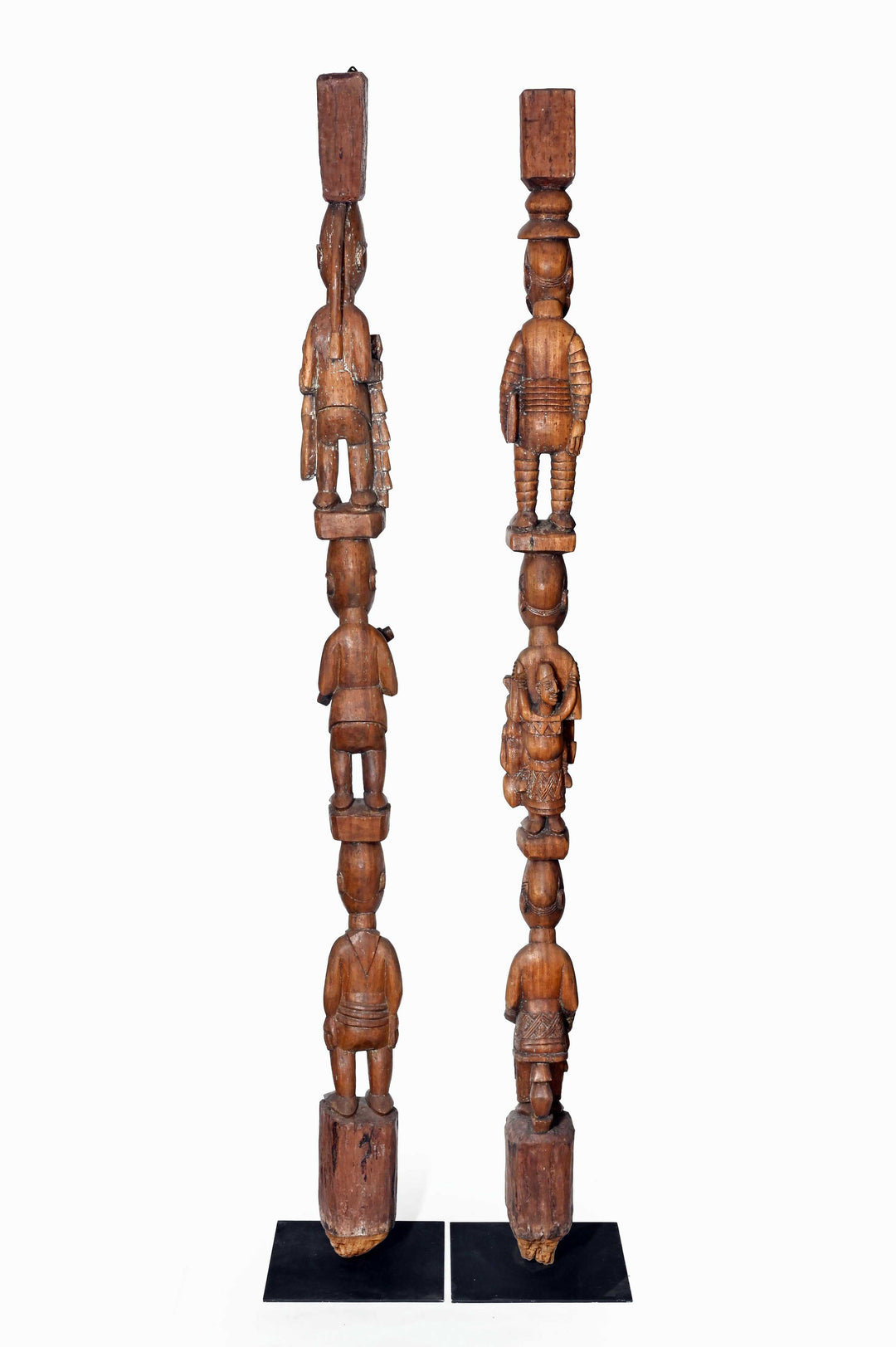 Fine Pair Yoruba House Posts Attributed to Obembe of Efon-Alaye