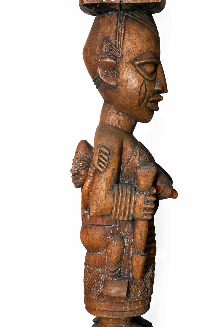 Fine Pair Yoruba House Posts Attributed to Obembe of Efon-Alaye