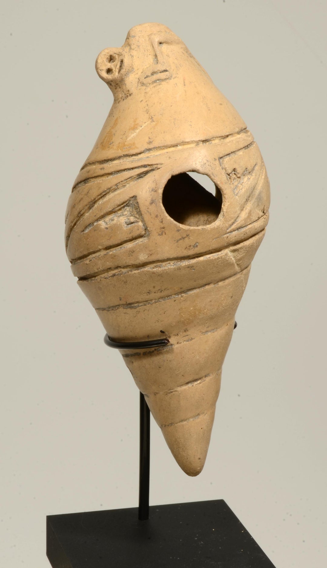 Narino or Carchi Pottery Monkey atop Sea Shell Ocerina