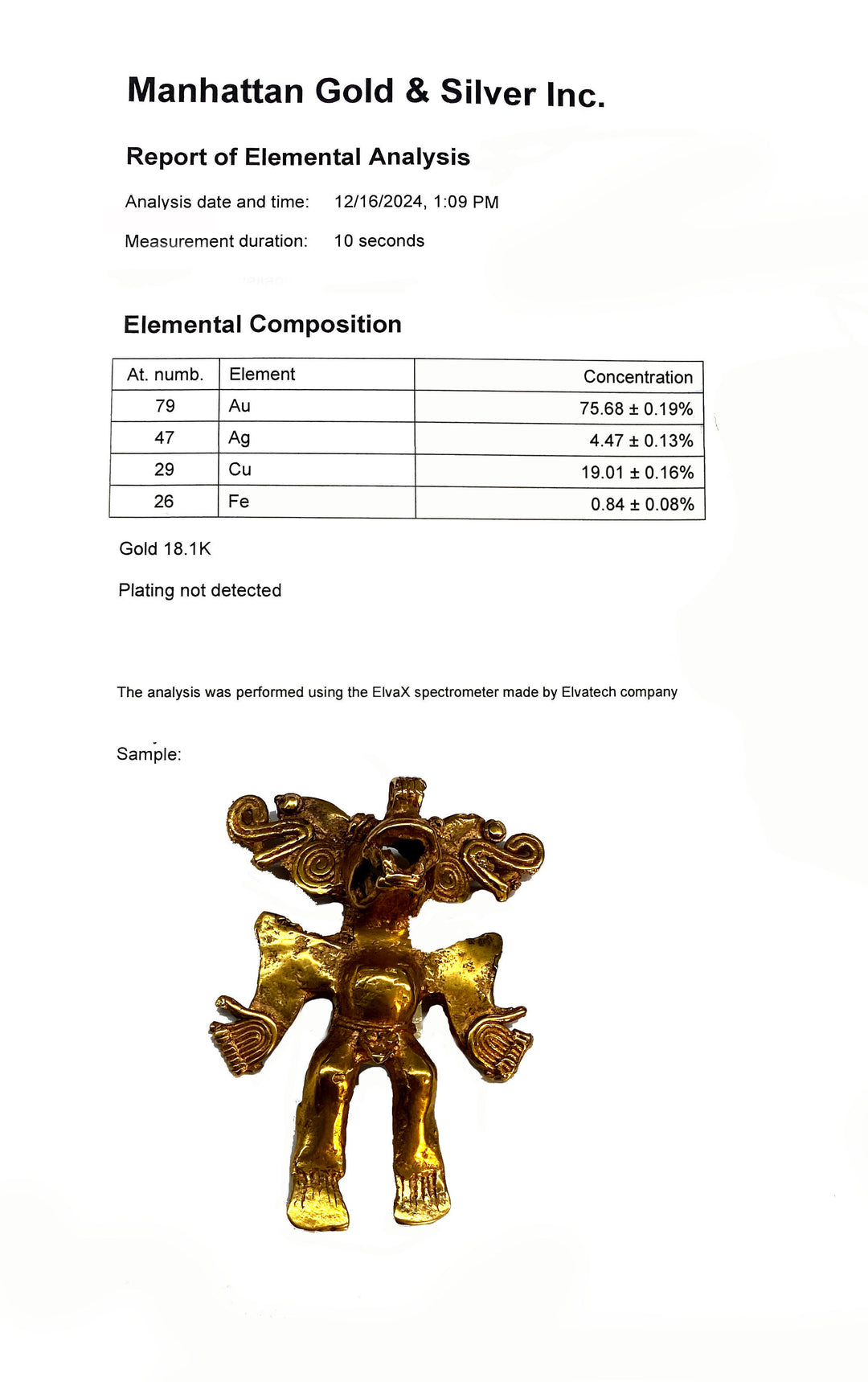 Gran Cocle Cast Gold Figural Deity