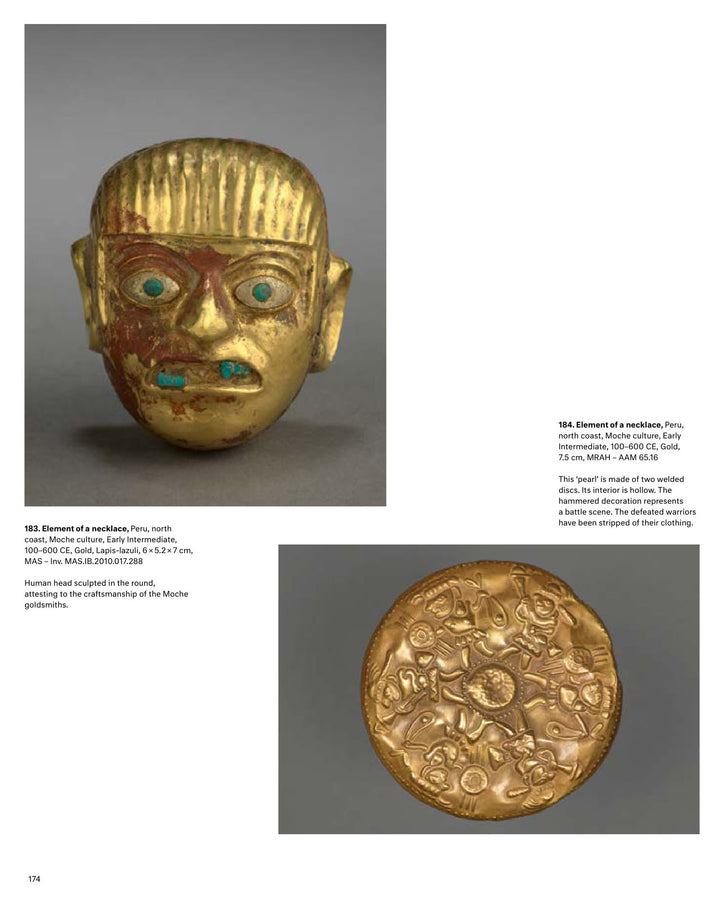 Pair Moche Gold Repousse Disc Ornaments