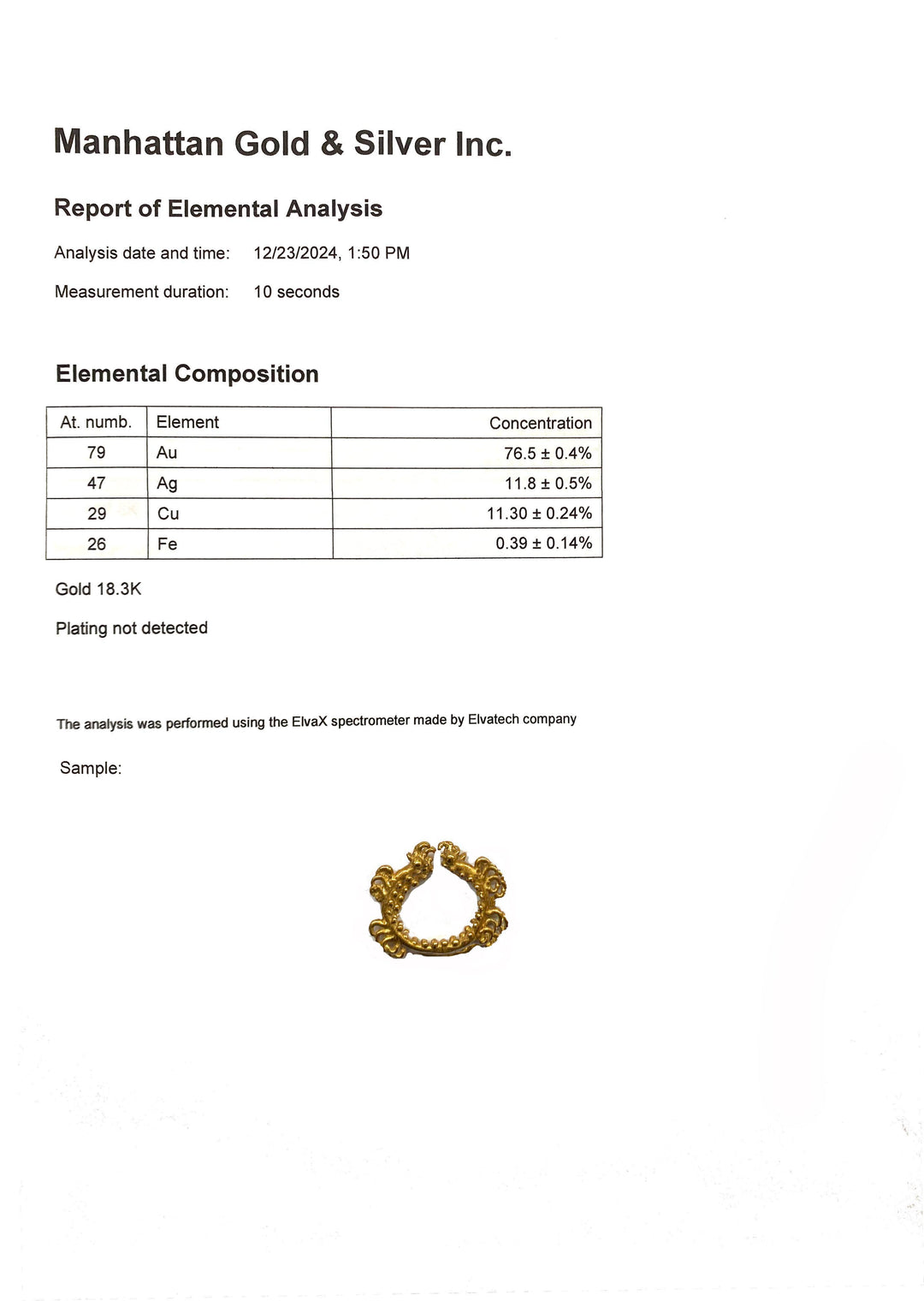 Cocle Gold Pennanular Nose Ornament