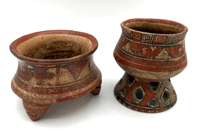 Pair Costa Rican Polychrome Pottery Vessels (2)