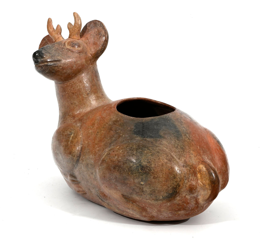 Chimu Inca Pottery Seated Deer Effigy Vessel