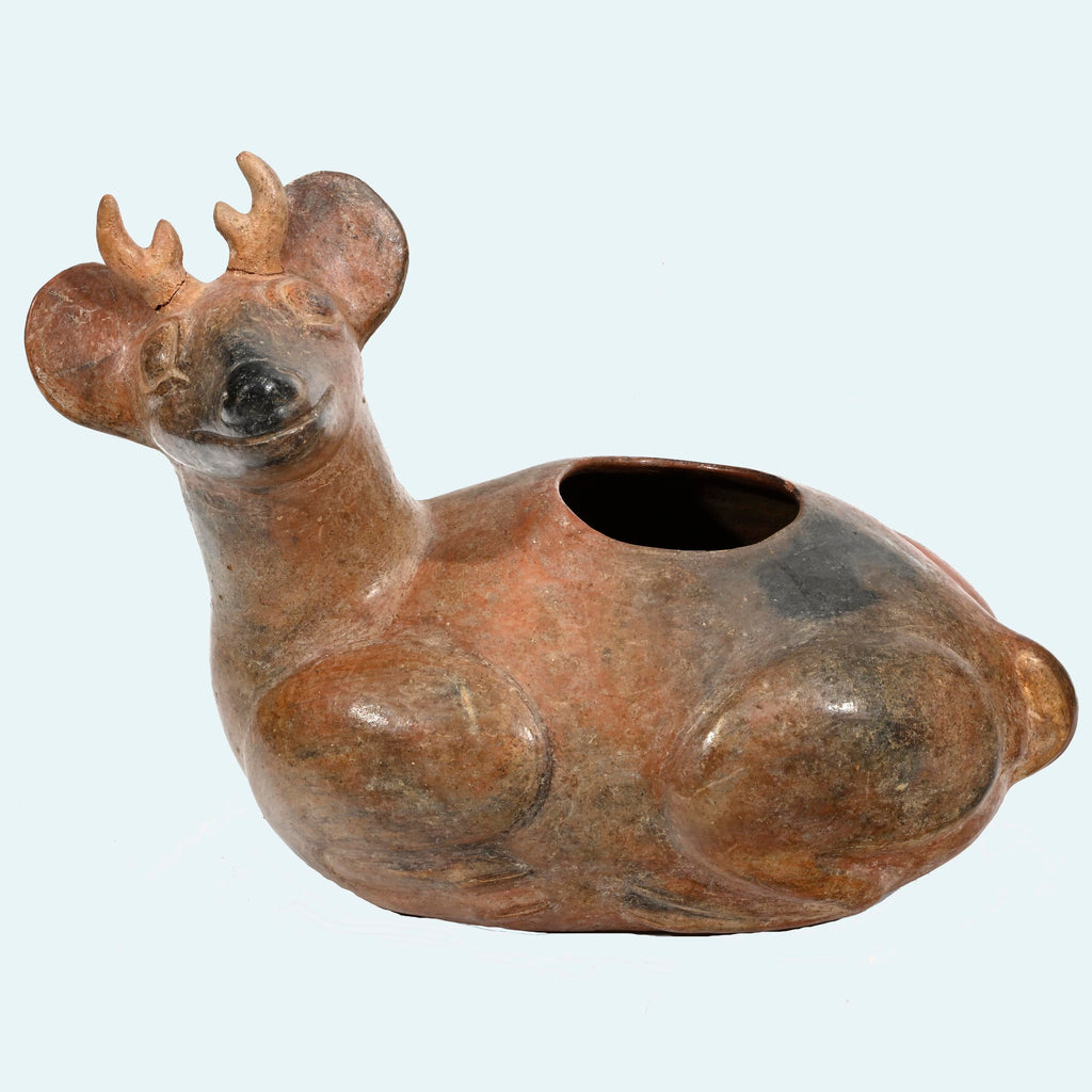 Chimu Inca Pottery Seated Deer Effigy Vessel