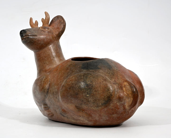 Chimu Inca Pottery Seated Deer Effigy Vessel
