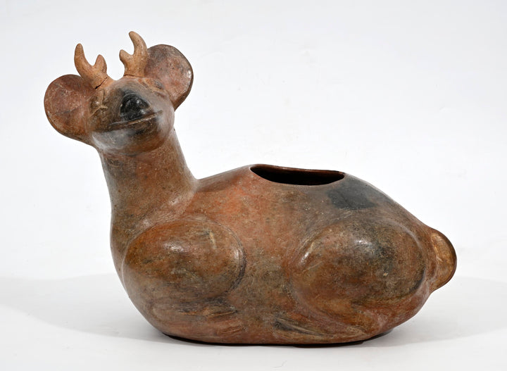 Chimu Inca Pottery Seated Deer Effigy Vessel