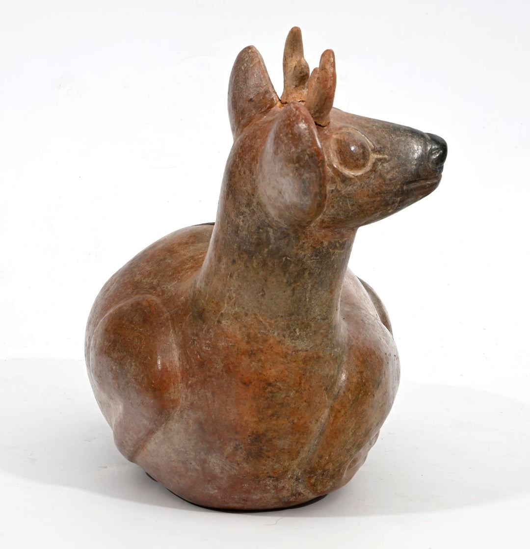 Chimu Inca Pottery Seated Deer Effigy Vessel
