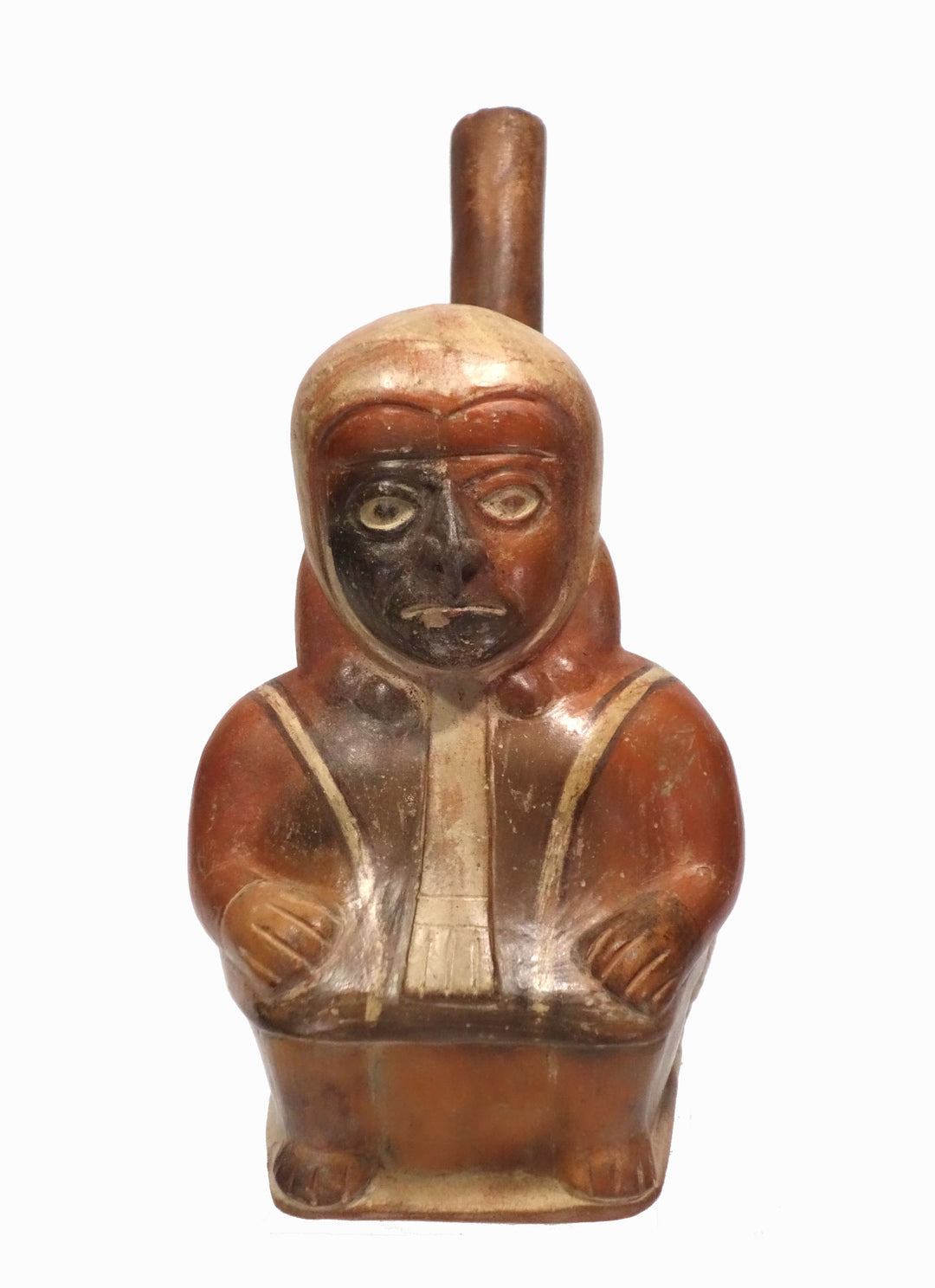 Finely Painted Moche Figural Stirrup Vessel