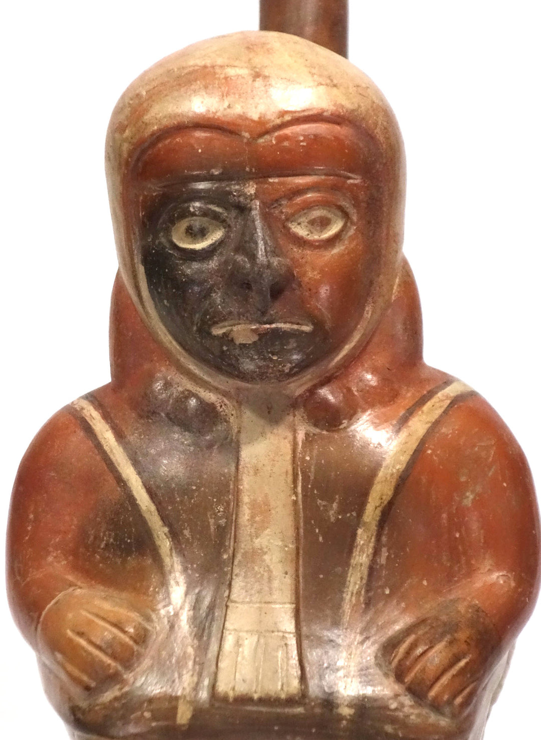 Finely Painted Moche Figural Stirrup Vessel