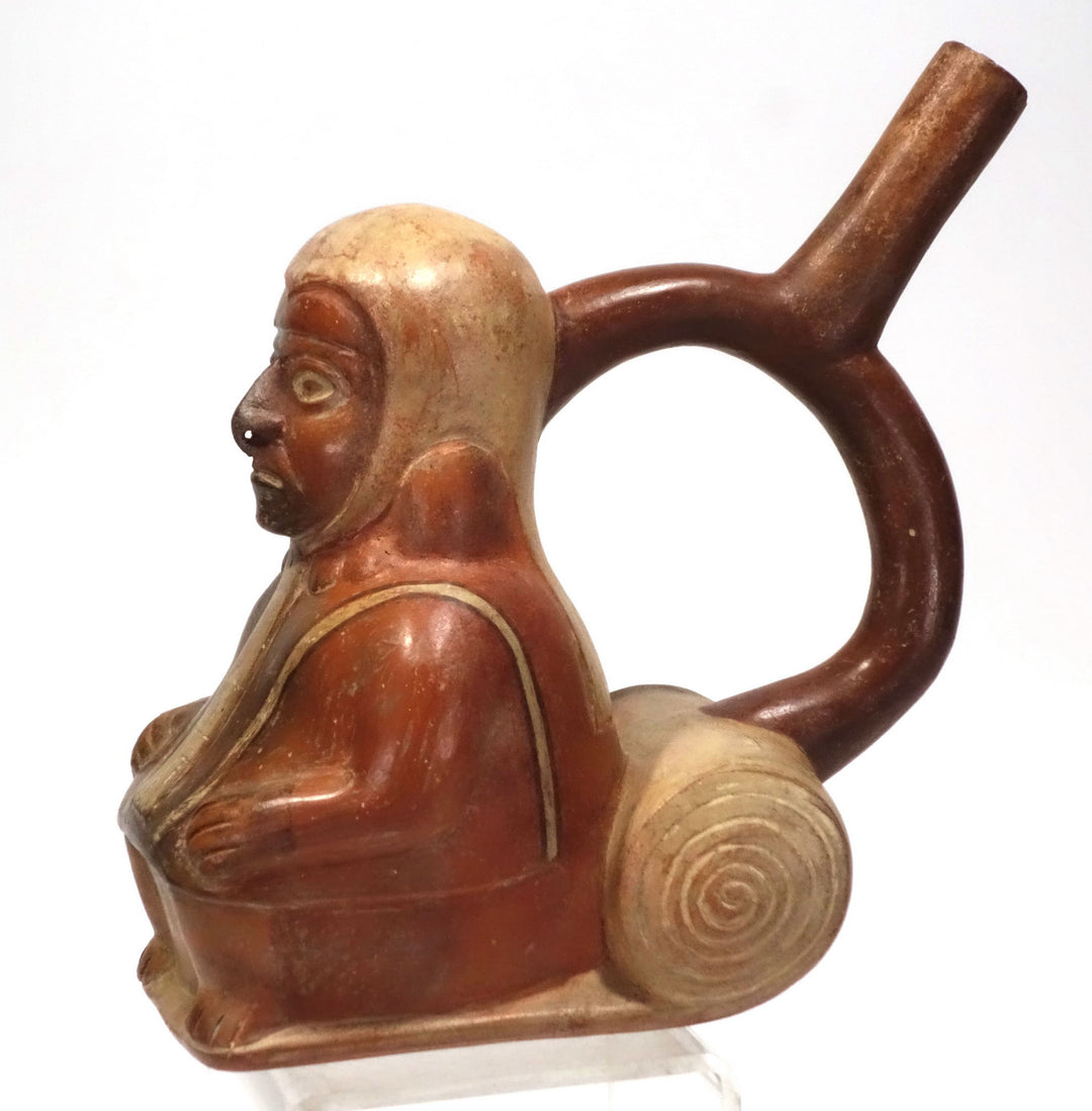 Finely Painted Moche Figural Stirrup Vessel