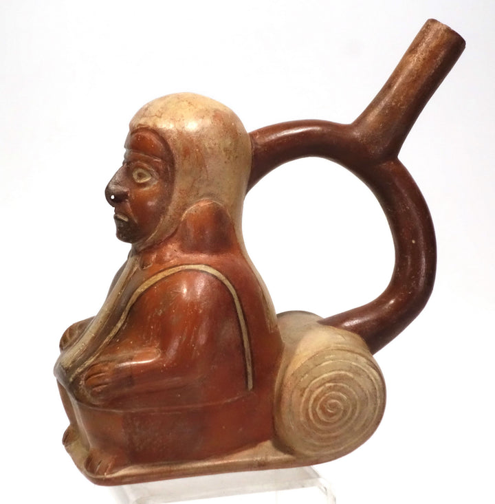 Finely Painted Moche Figural Stirrup Vessel