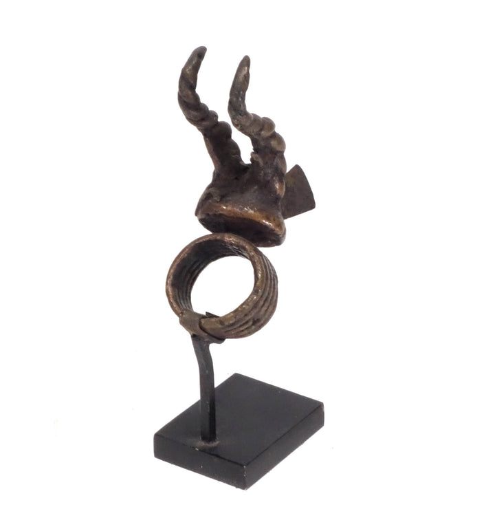 African Lobi Bronze Head of an Antelope Ring