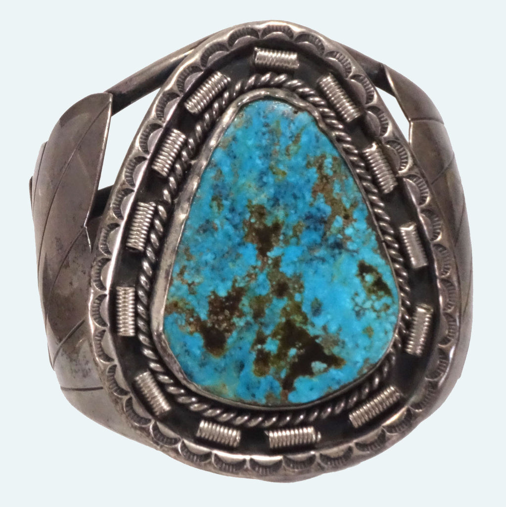 Native American Navajo Silver & Turquoise Bracelet