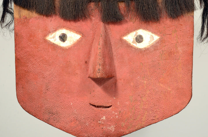 Pre-Columbian Chancay Wood Red Face Mask