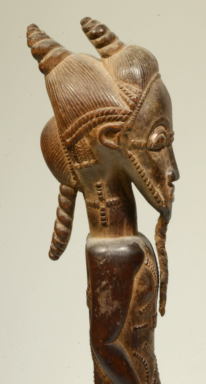 Fine Baule Wood Carved Male Spirit Spouse  Blolo Bian