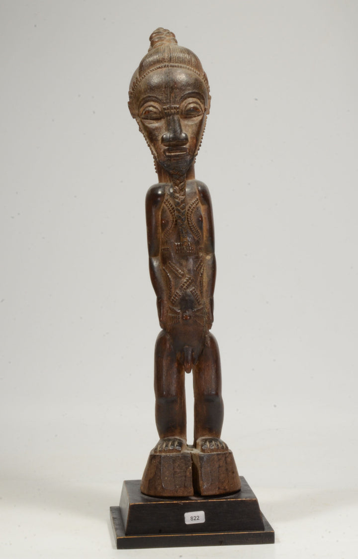 Fine Baule Wood Carved Male Spirit Spouse  Blolo Bian