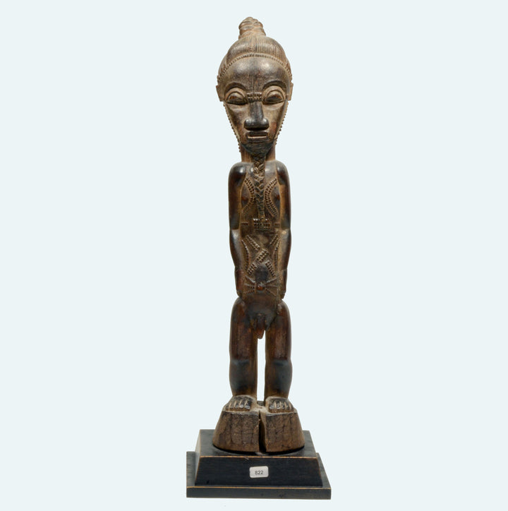 Fine Baule Wood Carved Male Spirit Spouse  Blolo Bian
