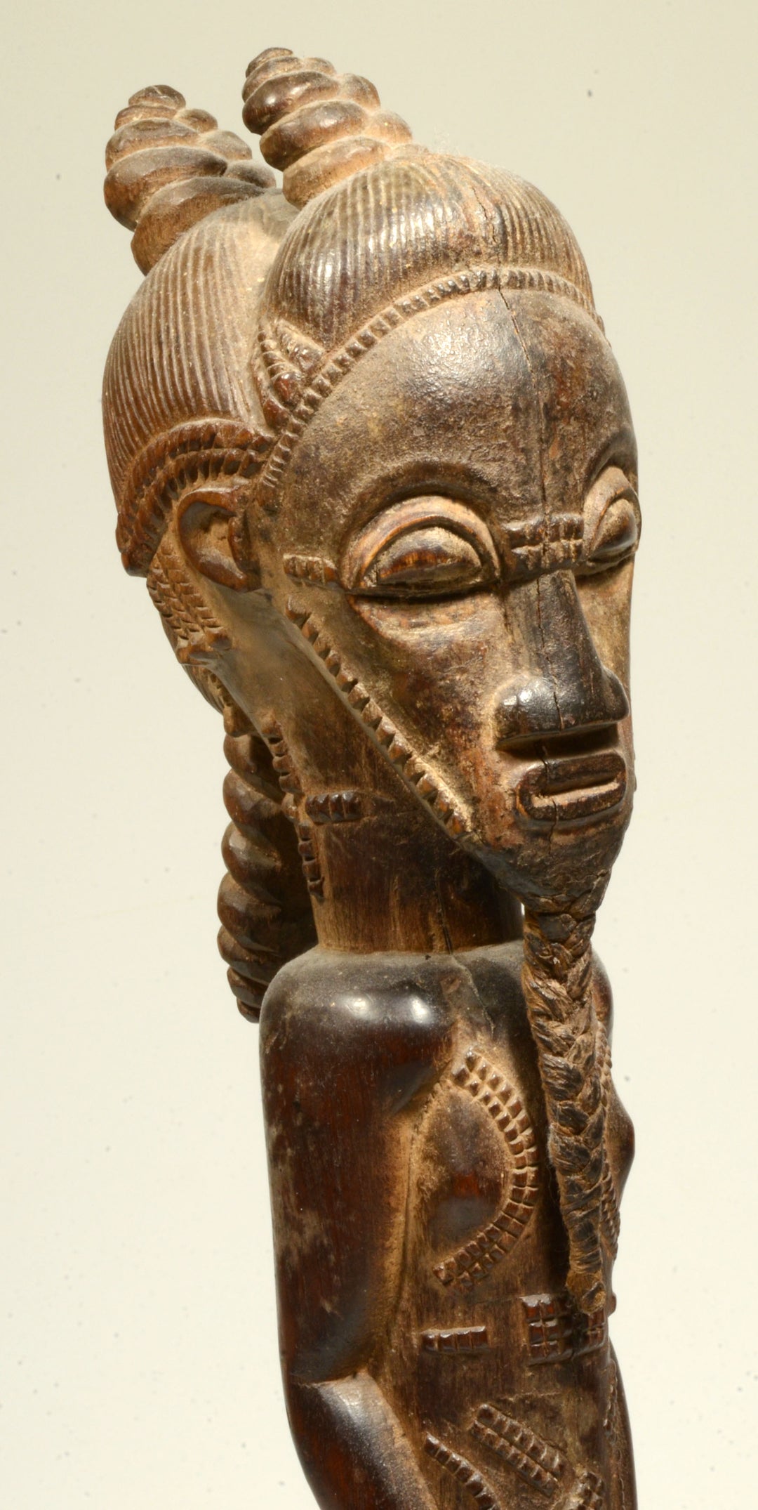 Fine Baule Wood Carved Male Spirit Spouse  Blolo Bian