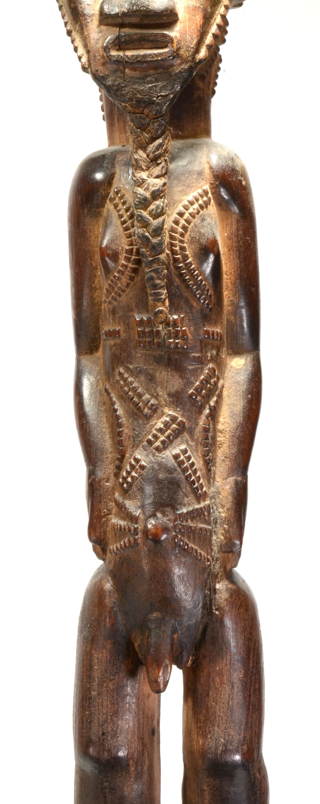 Fine Baule Wood Carved Male Spirit Spouse  Blolo Bian