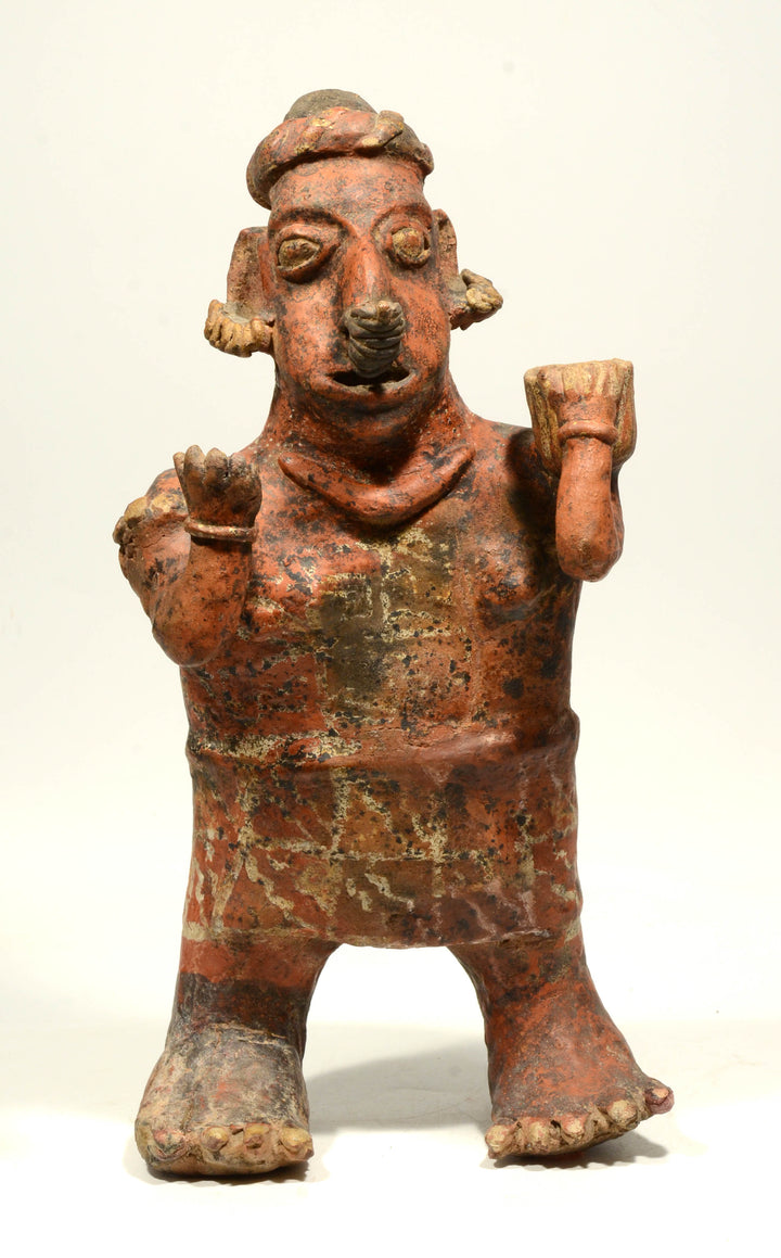 Tall Pre-Columbian Nayarit Polychrome Standing Female