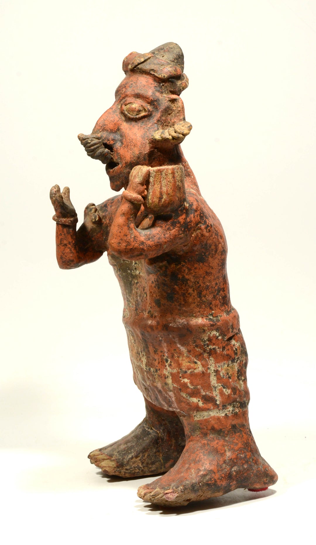 Tall Pre-Columbian Nayarit Polychrome Standing Female