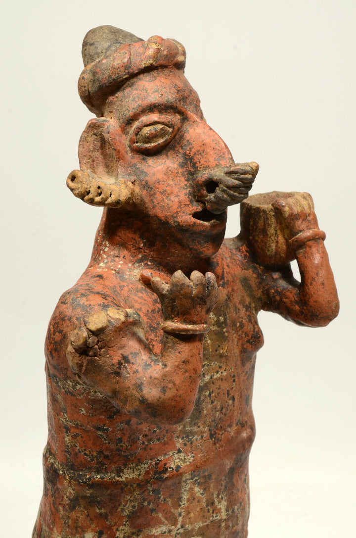 Tall Pre-Columbian Nayarit Polychrome Standing Female