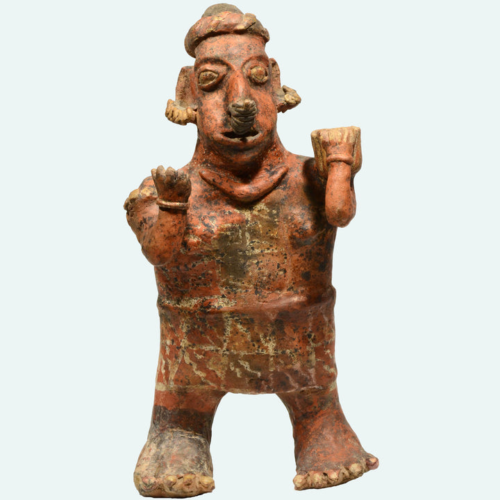 Tall Pre-Columbian Nayarit Polychrome Standing Female