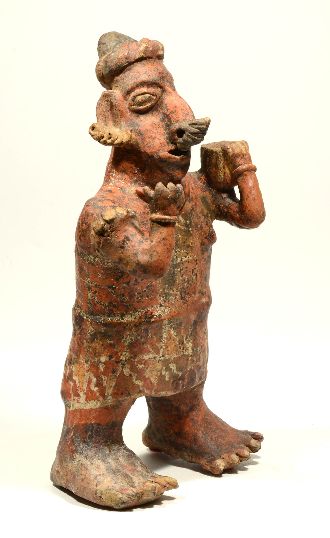 Tall Pre-Columbian Nayarit Polychrome Standing Female