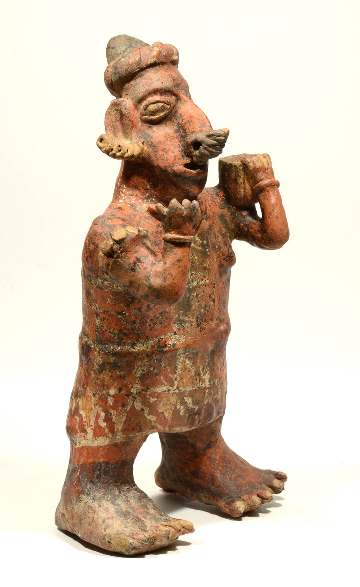Tall Pre-Columbian Nayarit Polychrome Standing Female