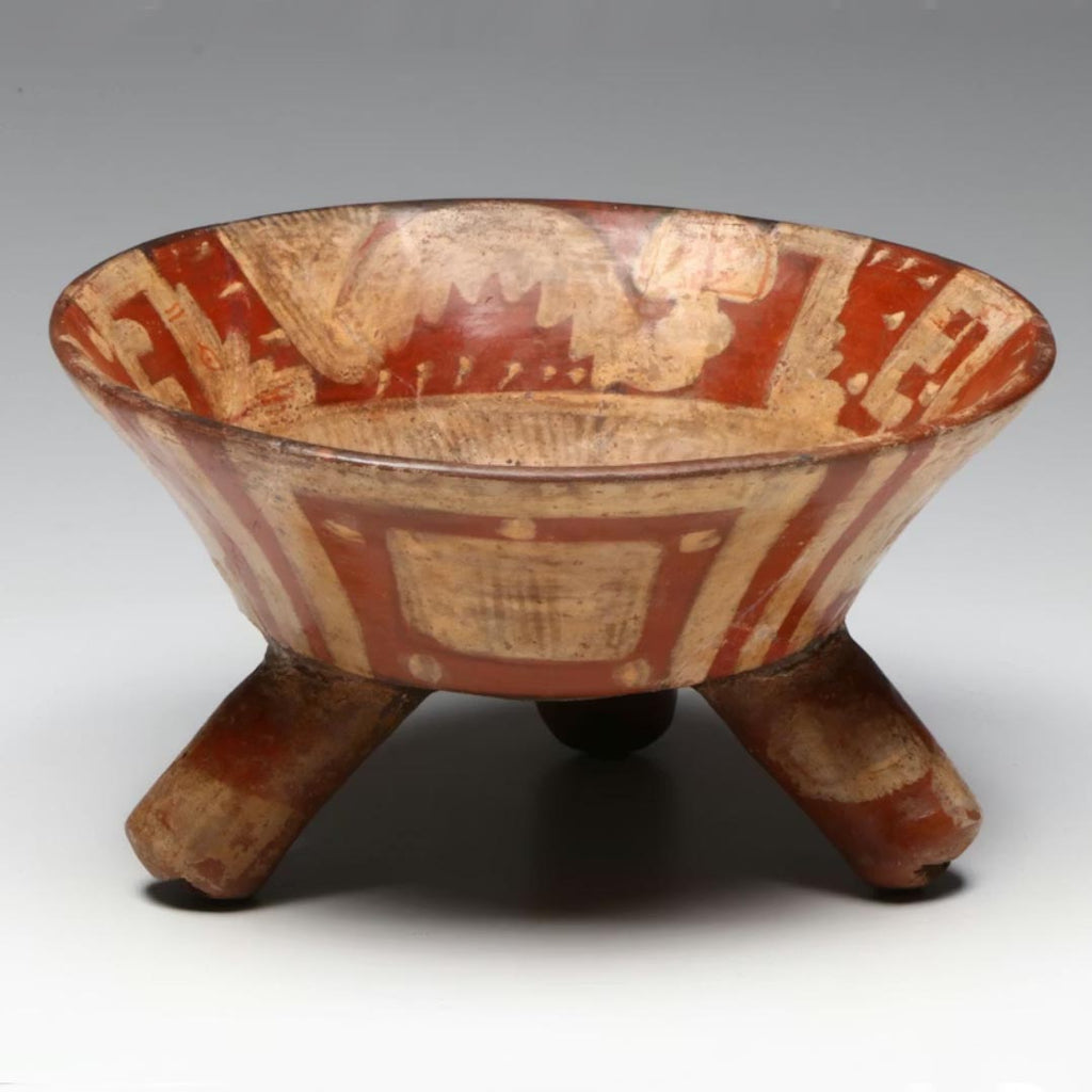 Pre-Columbian Mixtec Pottery Polychrome Tripod Vessel – Art for