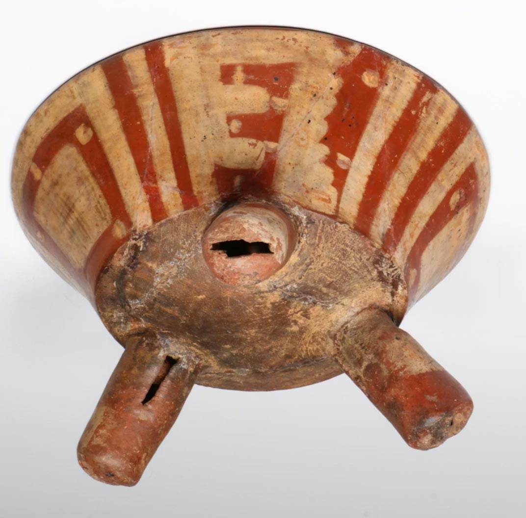 Pre-Columbian Mixtec Pottery Polychrome Tripod Vessel