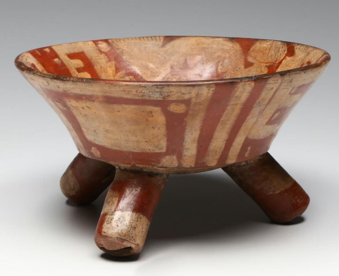 Pre-Columbian Mixtec Pottery Polychrome Tripod Vessel