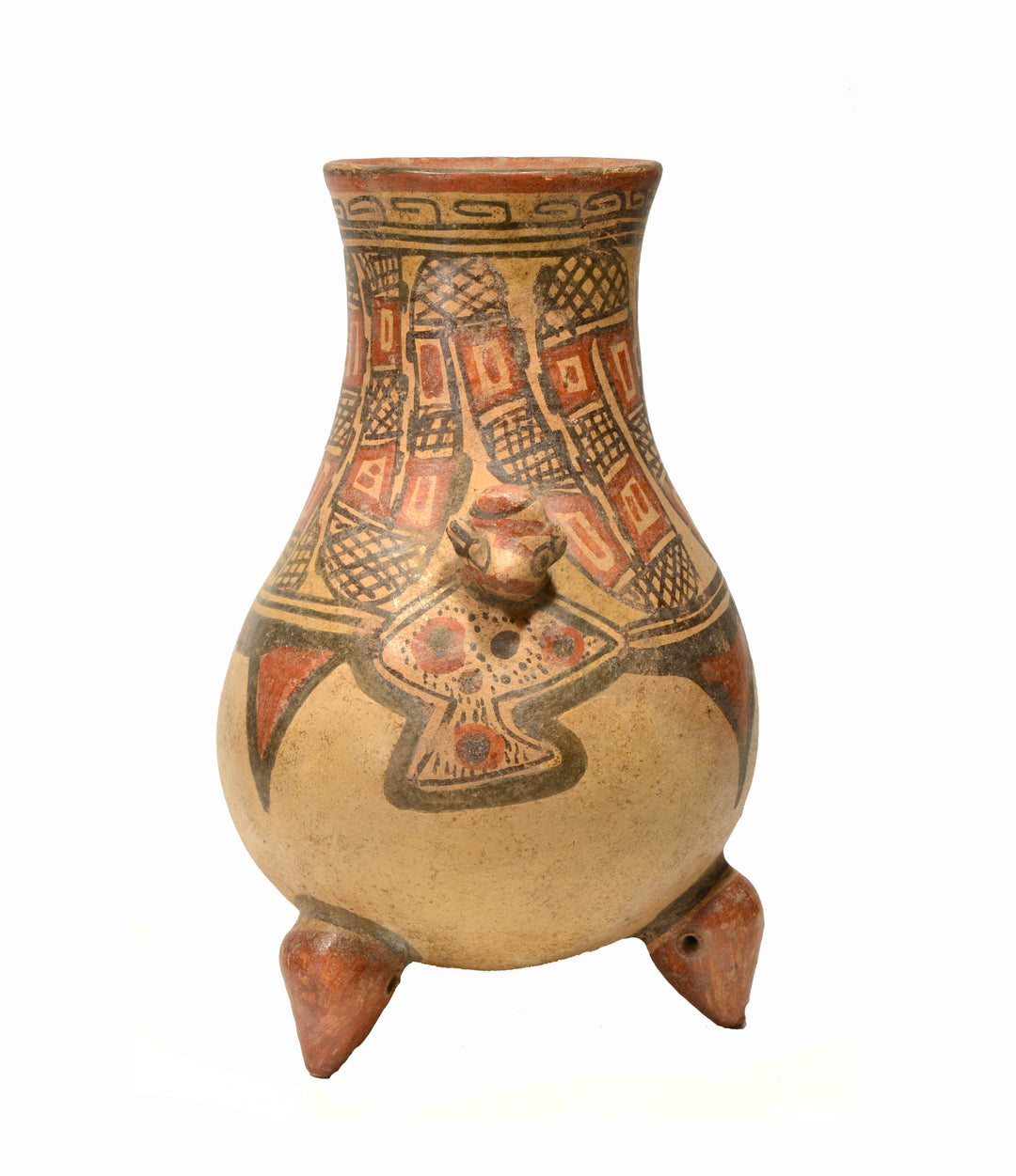 Pre-Columbian Costa Rican Polychrome Tripod Ceremonial Urn