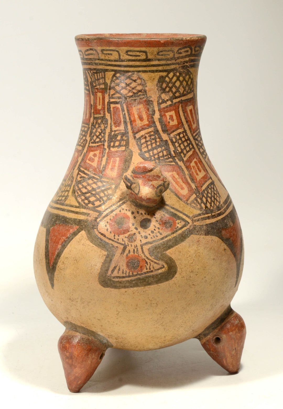 Pre-Columbian Costa Rican Polychrome Tripod Ceremonial Urn
