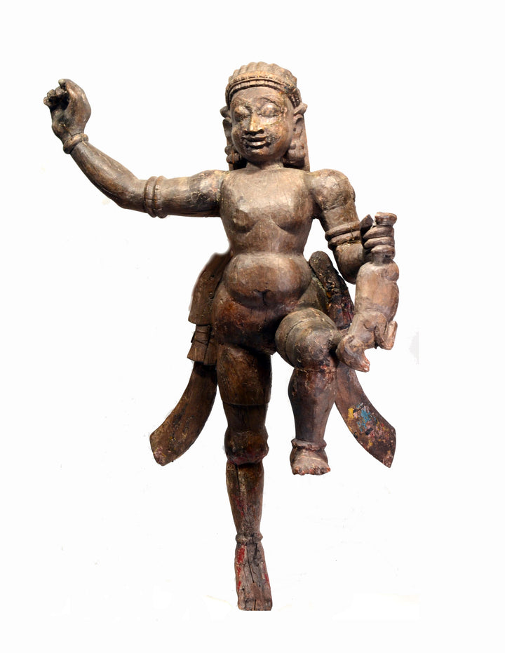 Indian Wood Standing Protective Deity