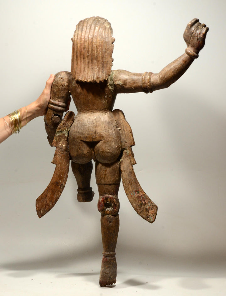 Indian Wood Standing Protective Deity