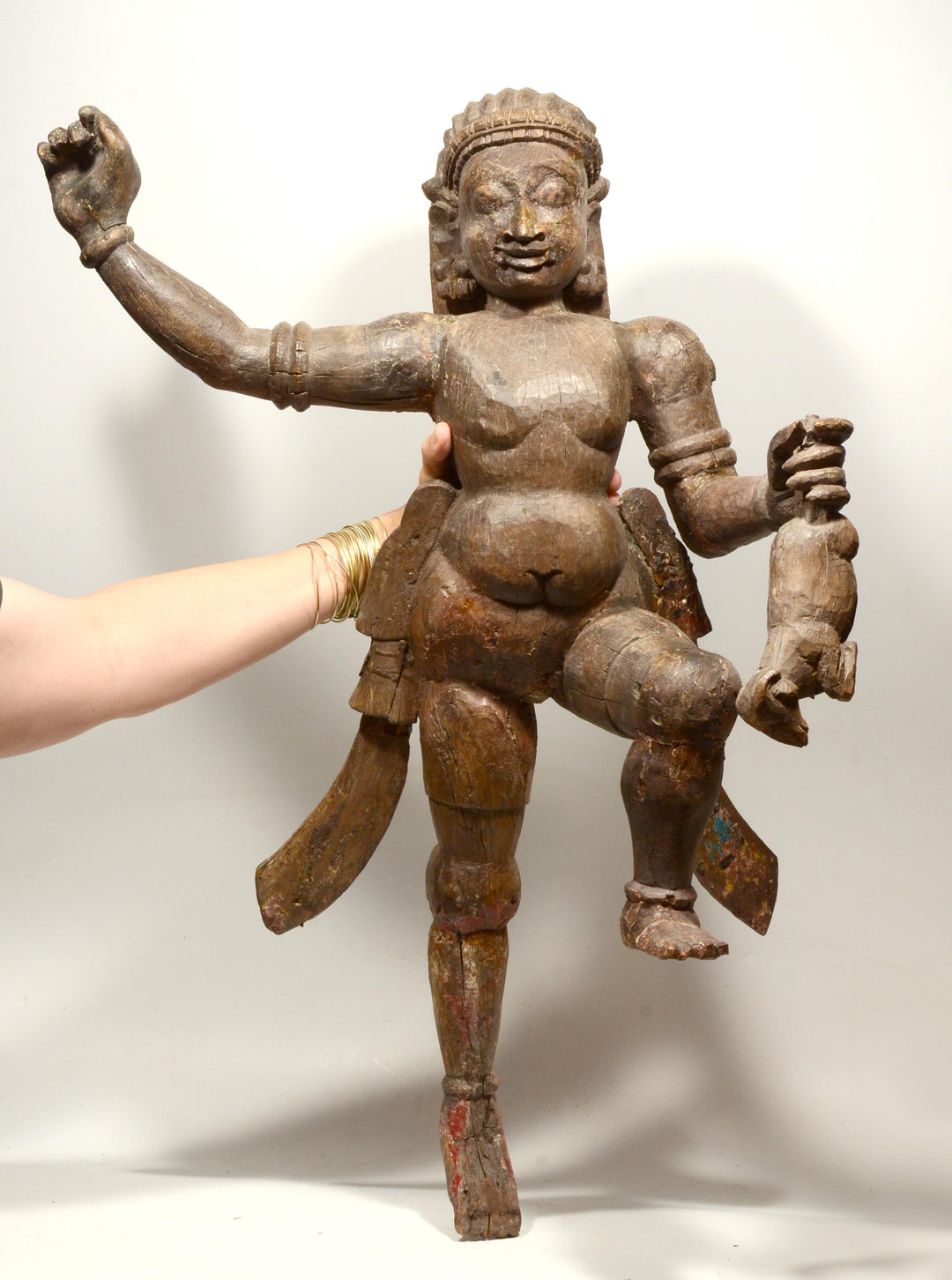 Indian Wood Standing Protective Deity