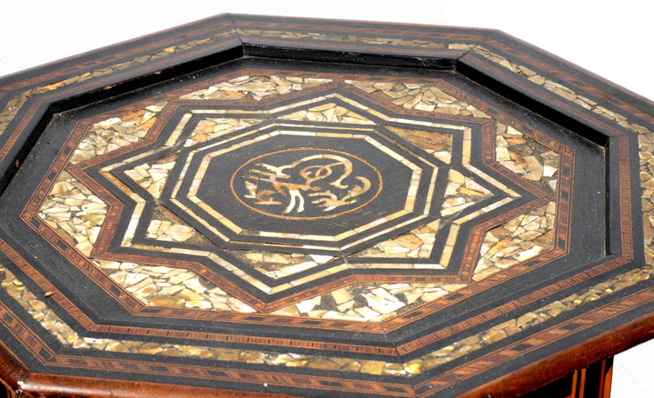 Ottoman Octagonal Inlaid Wood and Mother of Pear Table