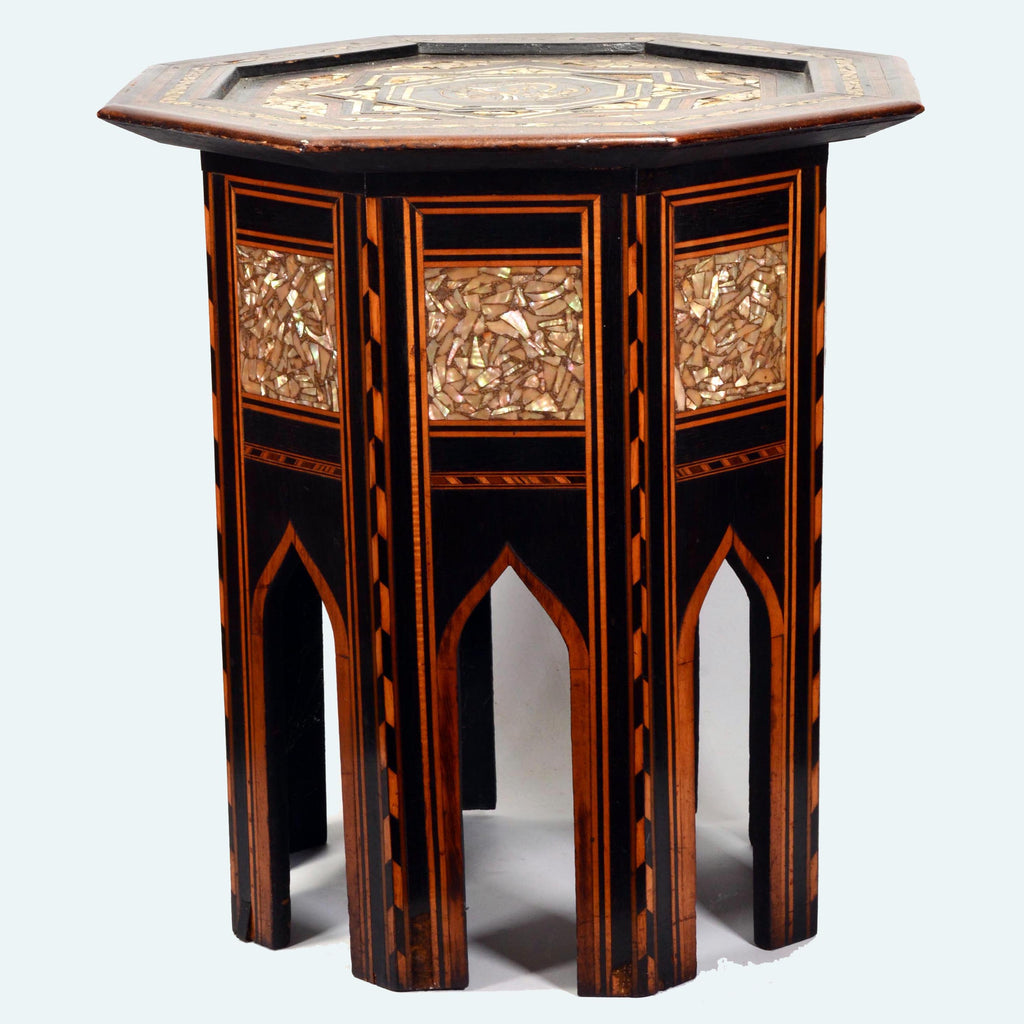 Ottoman Octagonal Inlaid Wood and Mother of Pear Table