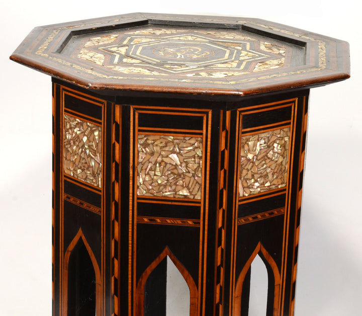 Ottoman Octagonal Inlaid Wood and Mother of Pear Table