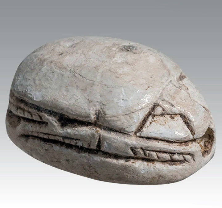 Egyptian Tan Glaze Steatite Design Scarab