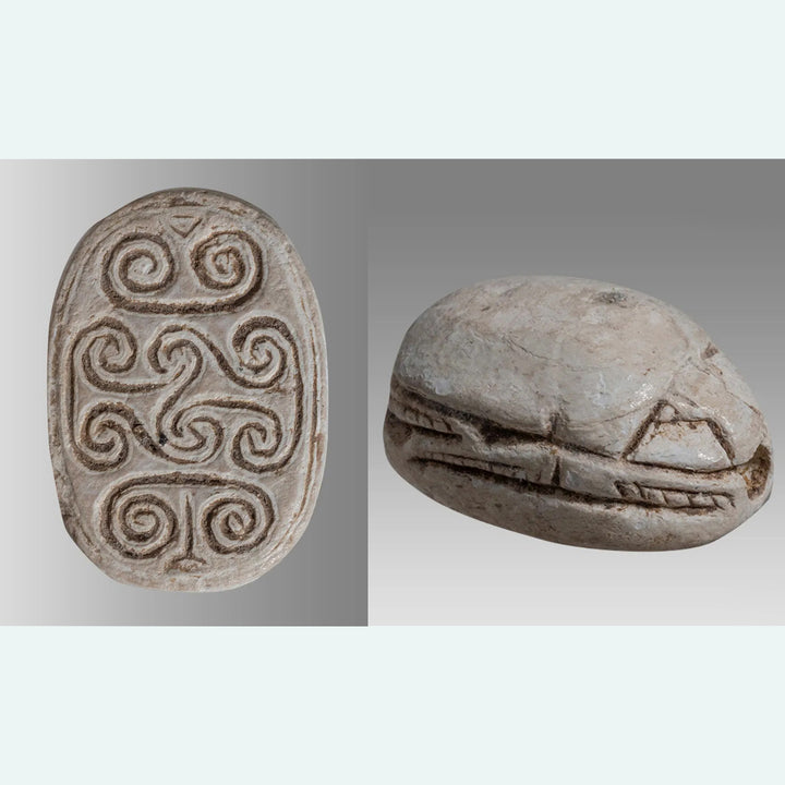 Egyptian Tan Glaze Steatite Design Scarab