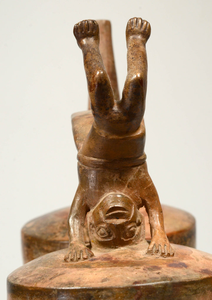 Lambayeque Double Lobed Acrobat Pottery Stirrup Vessel