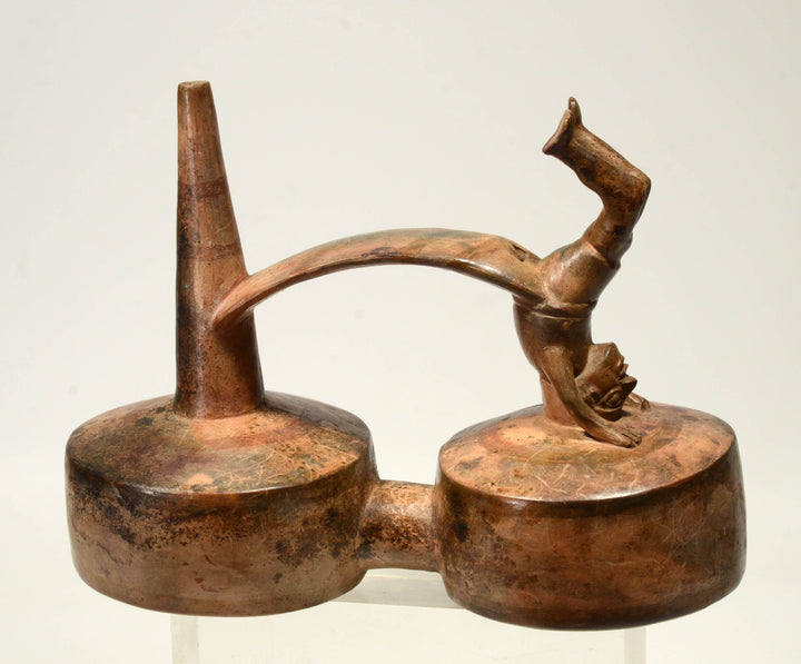 Lambayeque Double Lobed Acrobat Pottery Stirrup Vessel