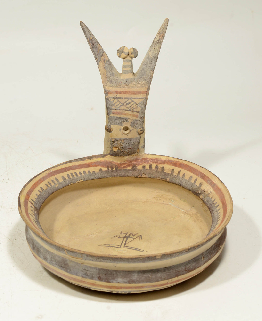 Daunian Pottery Kyathos with Creature on Handle