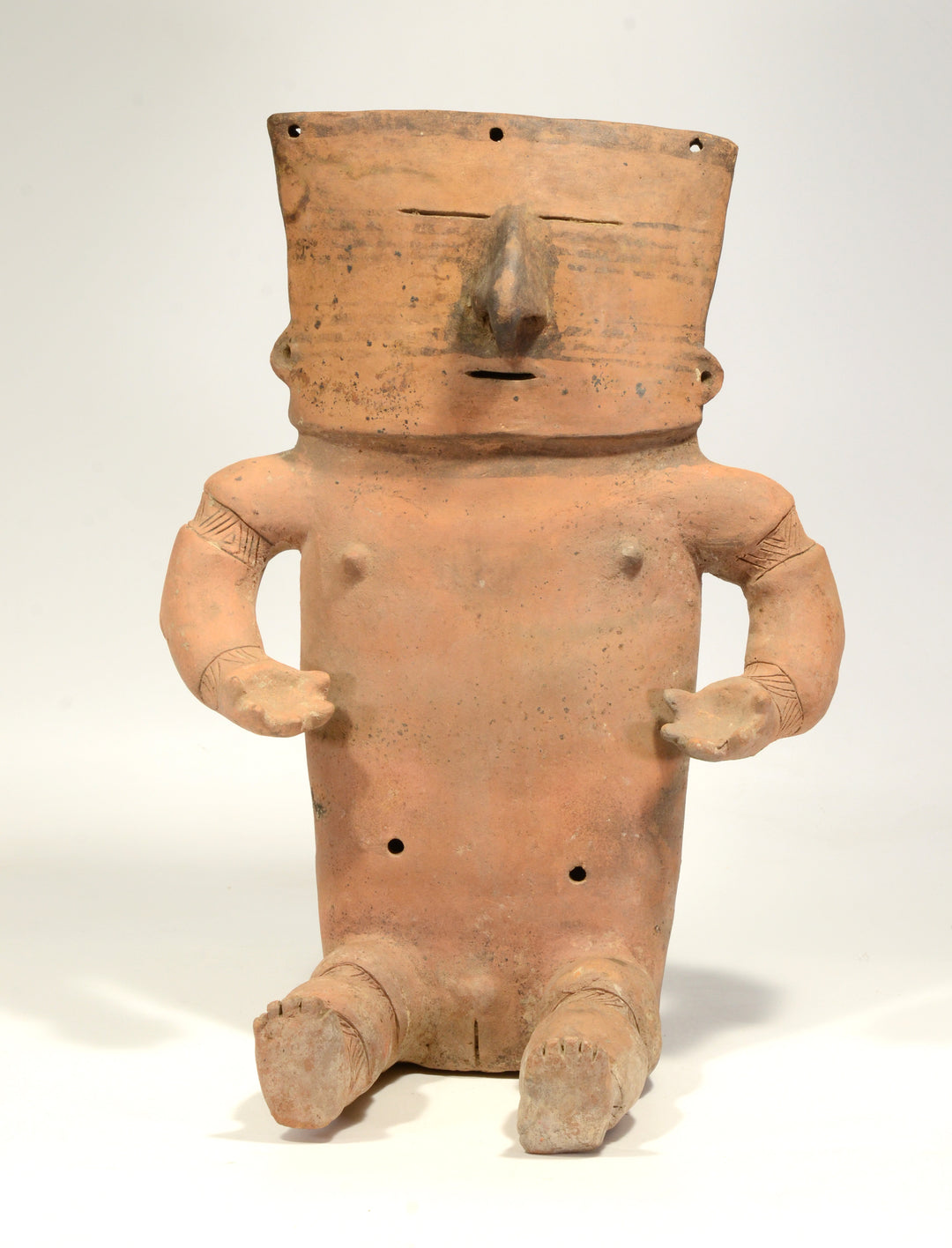Large Quimbaya Pottery Seated Female Retablo