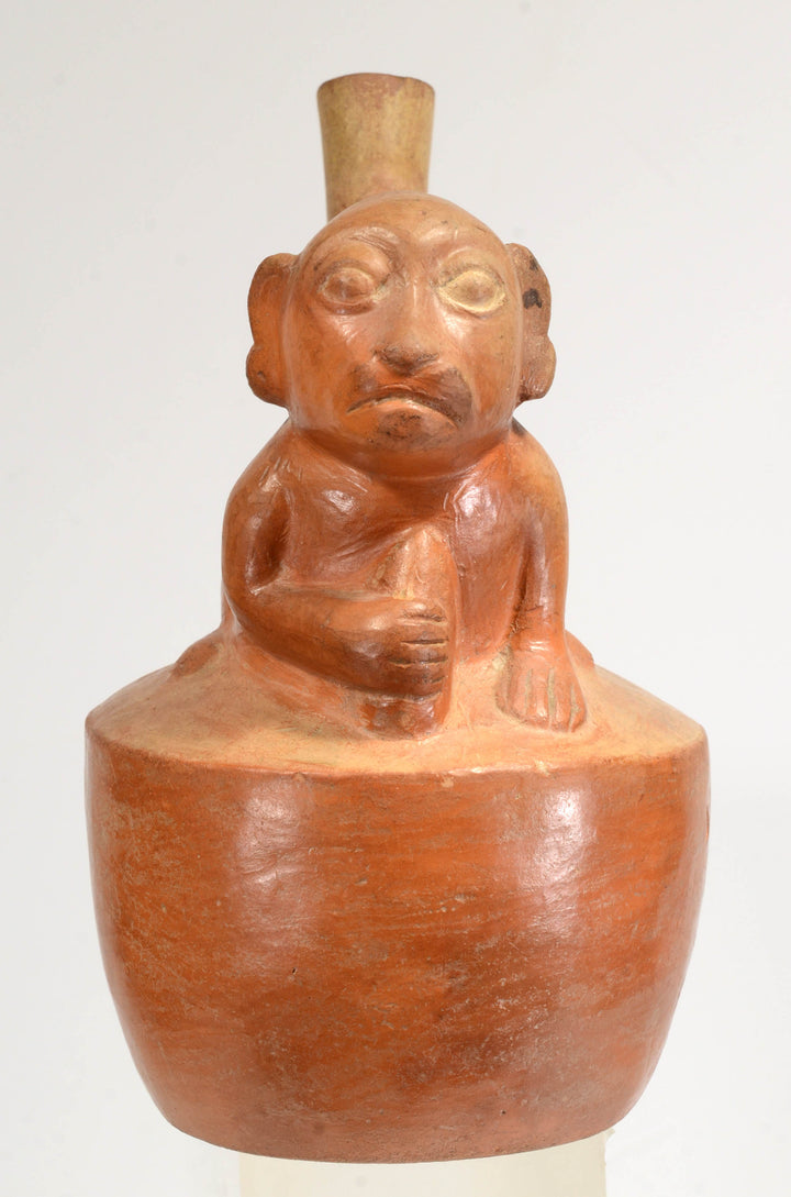 Moche  Finely Painted Monkey Stirrup Vessel