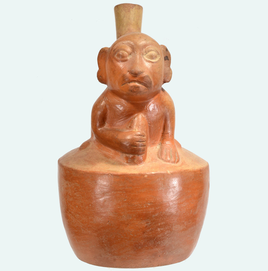 Moche  Finely Painted Monkey Stirrup Vessel
