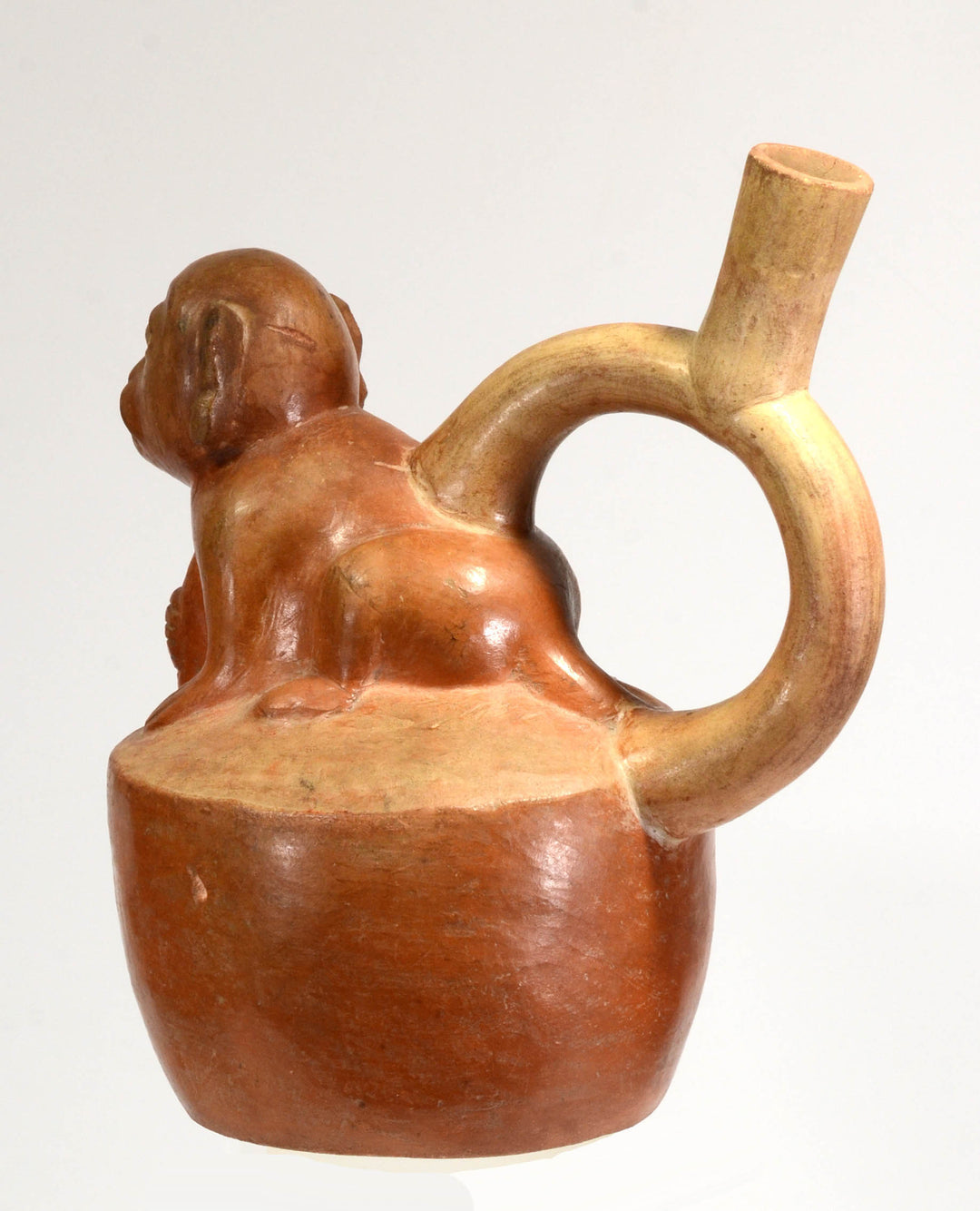 Moche  Finely Painted Monkey Stirrup Vessel